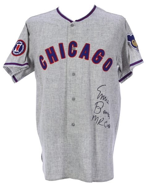 1990s Ernie Banks Chicago Cubs Signed & Inscribed Mitchell & Ness Jersey (JSA)