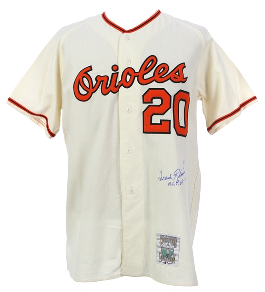 1990s Frank Robinson Baltimore Orioles Signed & Inscribed Mitchell & Ness Jersey (JSA)