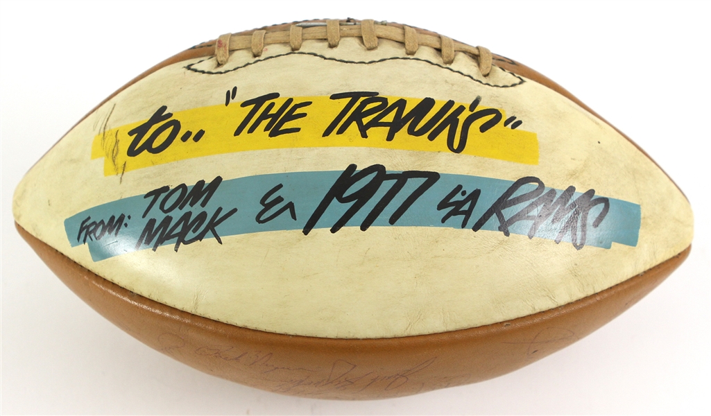 1977 Los Angeles Rams Team Signed Presentation Football w/ 39 Signatures Including Joe Namath, Jack Youngblood, Jackie Slater & More (JSA)