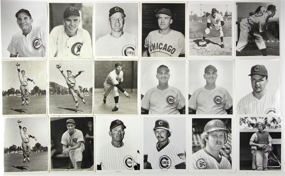 1940s-70s Chicago Cubs Original Photo Collection - Lot of 51 w/ Ernie Banks, Ron Santo, Rogers Hornsby, Billy Williams & More