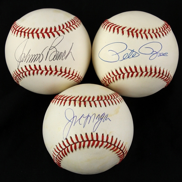 1989-92 Pete Rose Johnny Bench Joe Morgan Cincinnati Reds Signed ONL White Baseballs - Lot of 3 (JSA)