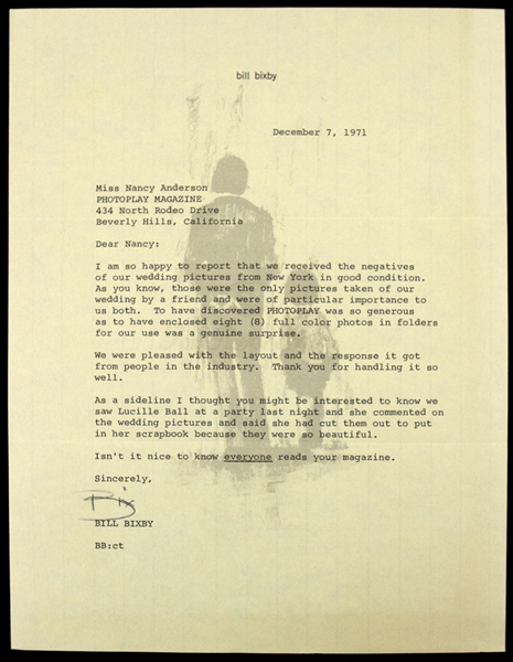 Bill Bixby 8"x 11" Typed Letter Signed (JSA)