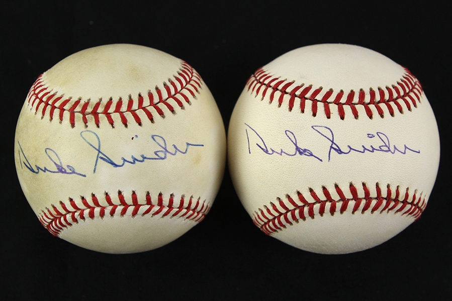 1985-92 Duke Snider Brooklyn Dodgers Signed ONL White/OAL Brown Baseballs - Lot of 2 (JSA)