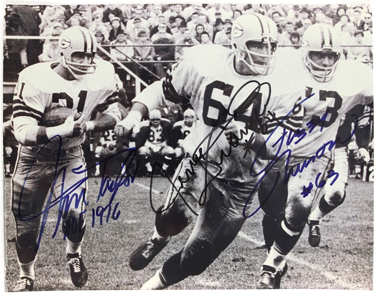 1990s Jim Taylor Jerry Kramer Fuzzy Thurston Green Bay Packers Signed 8" x 10" Photo (JSA)