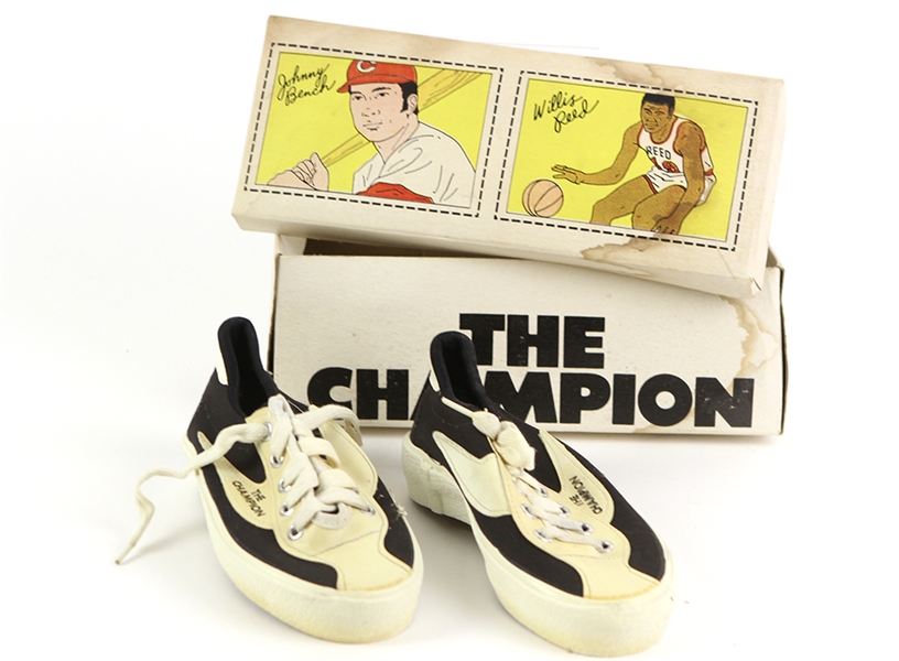 1970s Keds The Champion Youth Shoes w/ Original Box Featuring Johnny Bench & Willie Reed