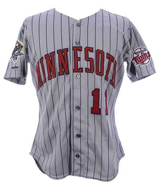 1991 Chuck Knoblauch Minnesota Twins Game Worn Road Jersey (MEARS LOA) AL Rookie of the Year Season