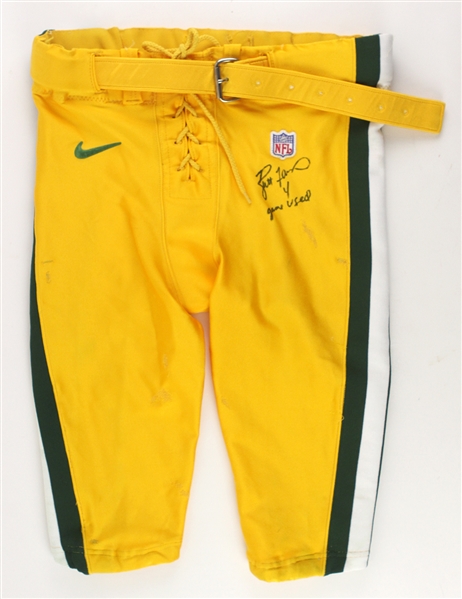 1997 Brett Favre Green Bay Packers Signed Game Worn Uniform Pants (MEARS LOA/Favre Letter) 3rd Consecutive MVP Season