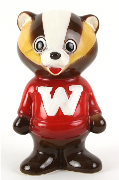 1960s Wisconsin Badgers 8" Ceramic Bucky Badger Coin Bank