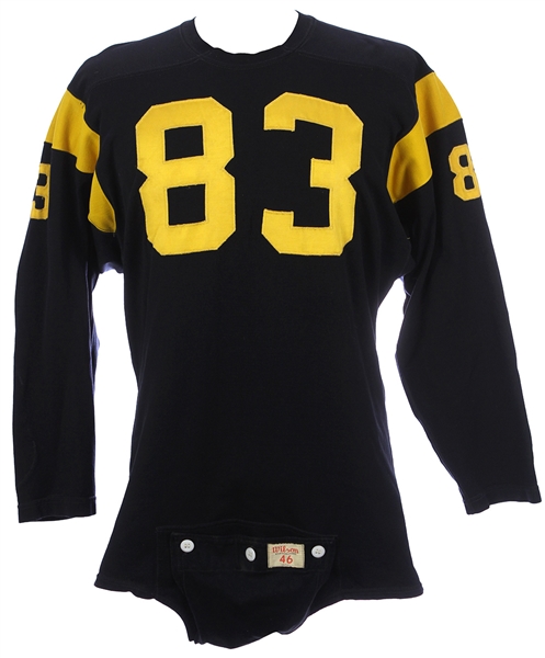 1950s Wilson Black/Gold Durene #83 Game Worn Football Jersey w/ Crotch Strap (MEARS LOA)