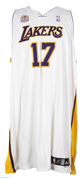 2007-08 Andrew Bynum Los Angeles Lakers Game Worn Sunday Alternate Home Jersey (MEARS LOA)