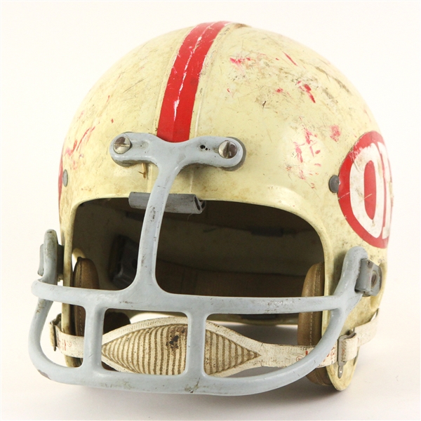 1960s Game Worn "OH" Football Helmet w/ 6 Strap Suspension System (MEARS LOA)