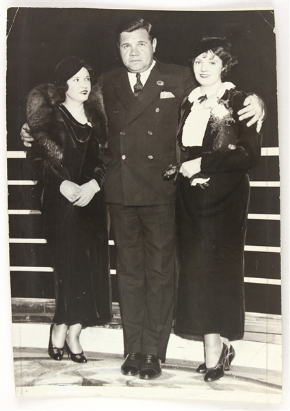 1933 Babe Ruth Wife & Daughter New York Yankees 5.5" x 8.25" Original Photo