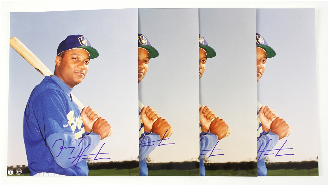 1990-1995 Darryl Hamilton Milwaukee Brewers Signed 8x10 Color Photo (JSA) Lot of 4