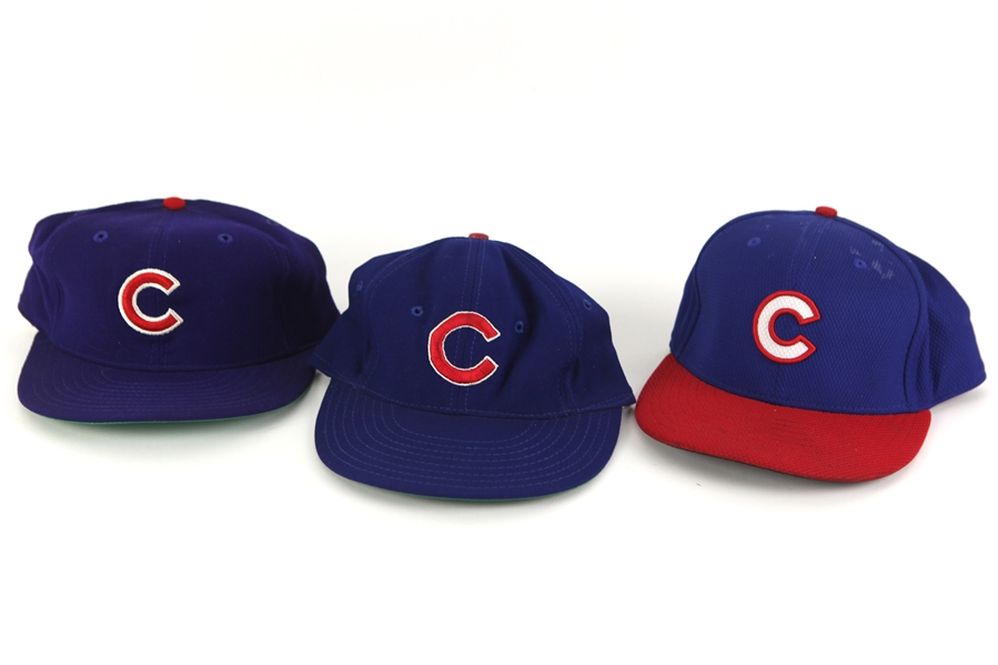 1970s-2015 Chicago Cubs Game Worn Caps - Lot of 3 w/ Jon Lester Batting Practice Cap & More