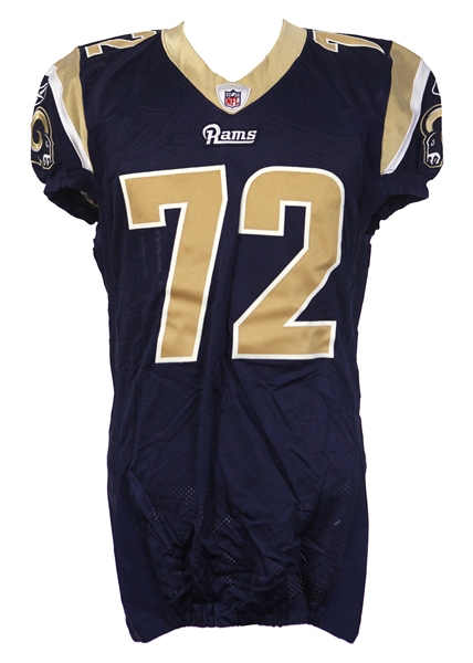 2010 (December 26) Chris Long St. Louis Rams Game Worn Home Uniform (MEARS LOA/JO Sports COA) Sack & Forced Fumble