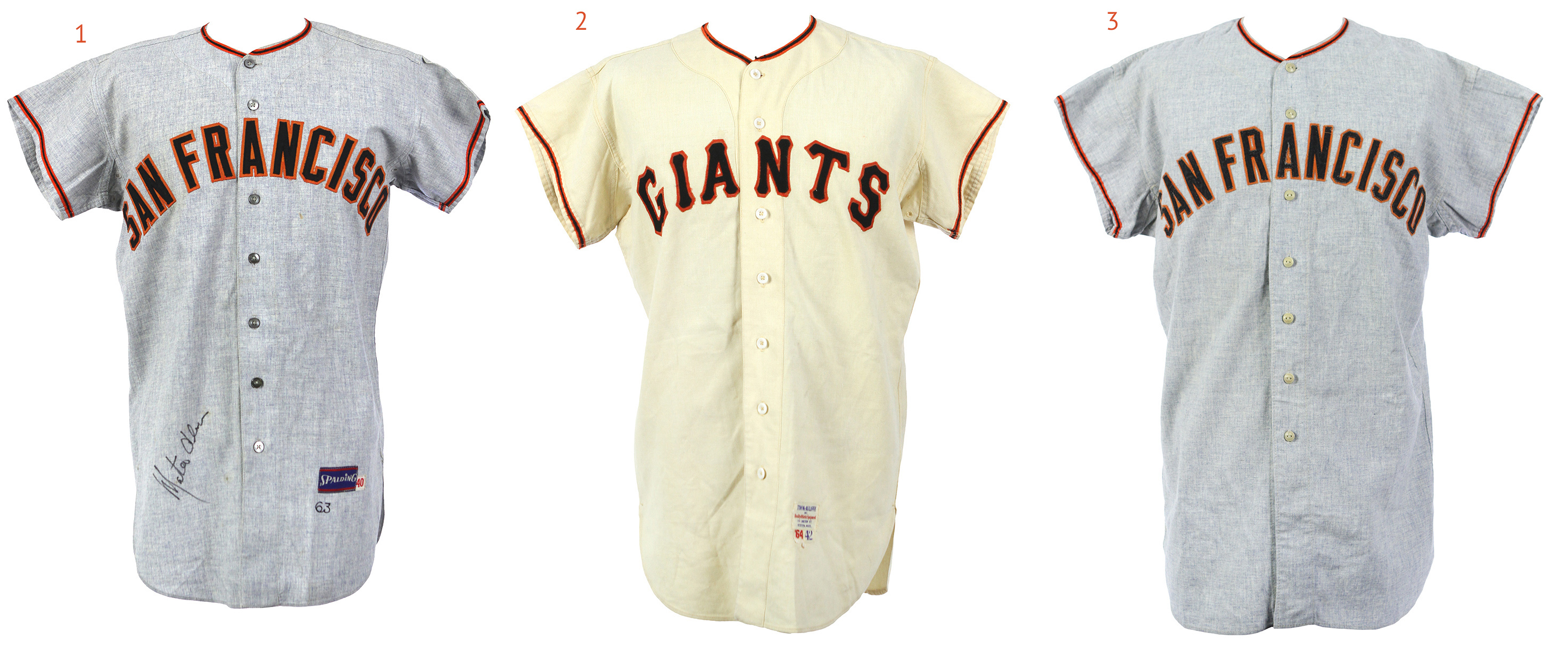 Lot Detail - 1961-64 Felipe Matty & Jesus Alou San Francsico Giants Game  Worn Jerseys - Lot of 3 (MEARS LOA)