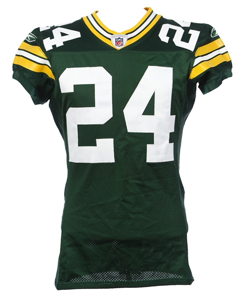 Lot Detail - 2007 Jarrett Bush Green Bay Packers Game Worn Home Jersey ...