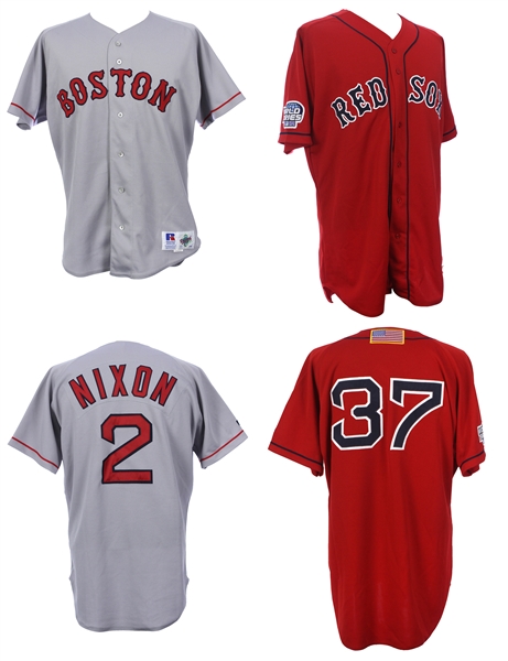 1994-2004 Boston Red Sox Game Worn Jerseys - Lot of 2 w/ Otis Nixon & More (MEARS LOA)