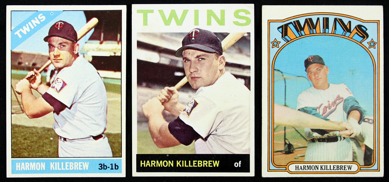 1964, 1966, 1972 Harmon Killebrew Minnesota Twins Topps Card Collection (3)