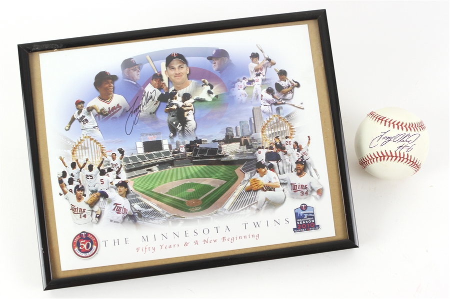 2010 Tony Oliva Minnesota Twins Signed Target Field Inaugural Season Baseball & 9" x 11" Framed Print (JSA) 