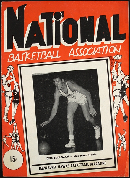 1951-1952 Milwaukee Hawks NBA Program (Dike Eddleman Cover)