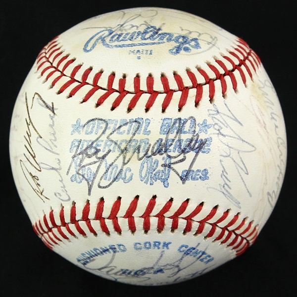 1980 Minnesota Twins Team Signed OAL MacPhail Baseball w/ 27 Signatures Including Roy Smalley, Camilo Pascual, Jerry Koosman, KT Landreaux & More (JSA)