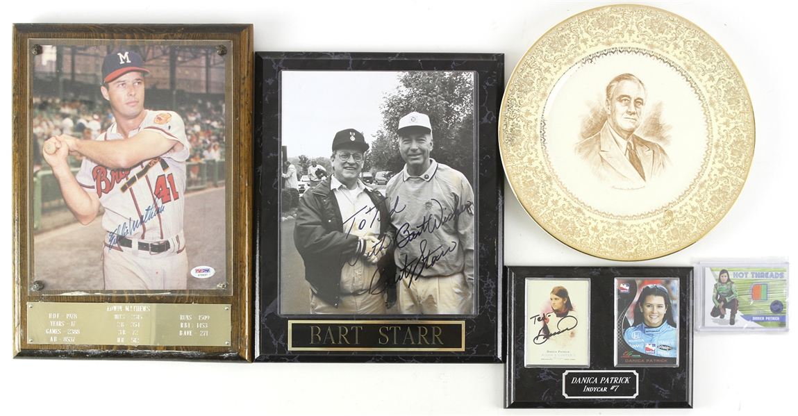 1970s-2000s Baseball Football Political Autograph Collection - Lot of 17 w/ Bart Starr, John Glenn, Eddie Mathews, John Wooden & More (JSA)