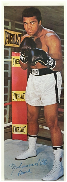 1973 Muhammad Ali World Heavyweight Champion Facsimile Signed "Peace" Everlast 13" x 37" Poster