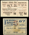 1899-1900 Rockport Athletic Club & New Broadway Athletic Club Boxing Tickets - Lot of 2 w/ Louden Campbell, Denny Gallagher, Jack Bonner & Wild Bill Hanrahan