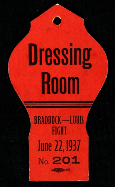 1937 (June 22) Joe Louis James Braddock World Heavyweight Championship Title Bout Dressing Room Pass