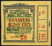 1927 (September 22) Gene Tunney Jack Dempsey World Heavyweight Championship Title Bout Ticket Stub