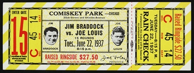 1937 (June 22) Joe Louis Jim Braddock World Heavyweight Championship Title Bout Full Ticket