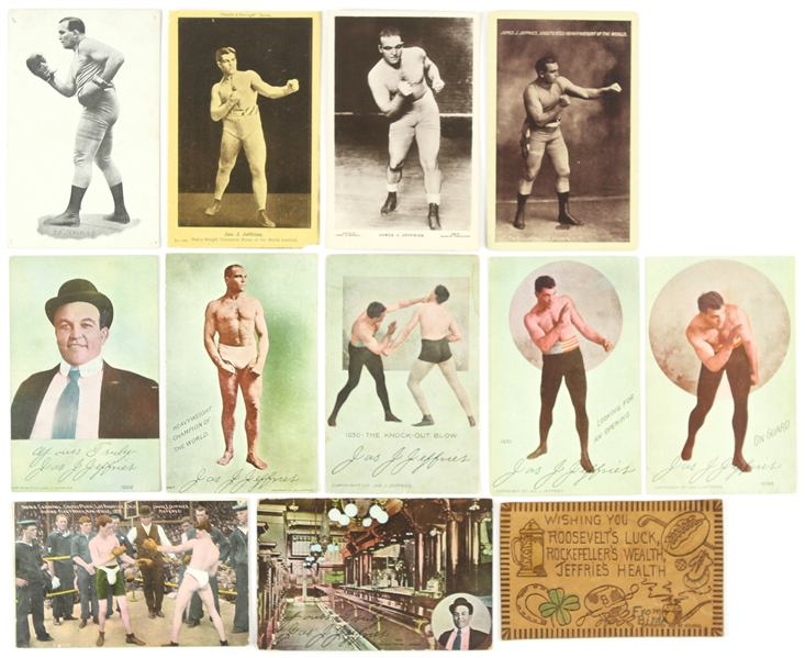 1900s James J. Jeffries World Heavyweight Champion Postcard Collection - Lot of 12