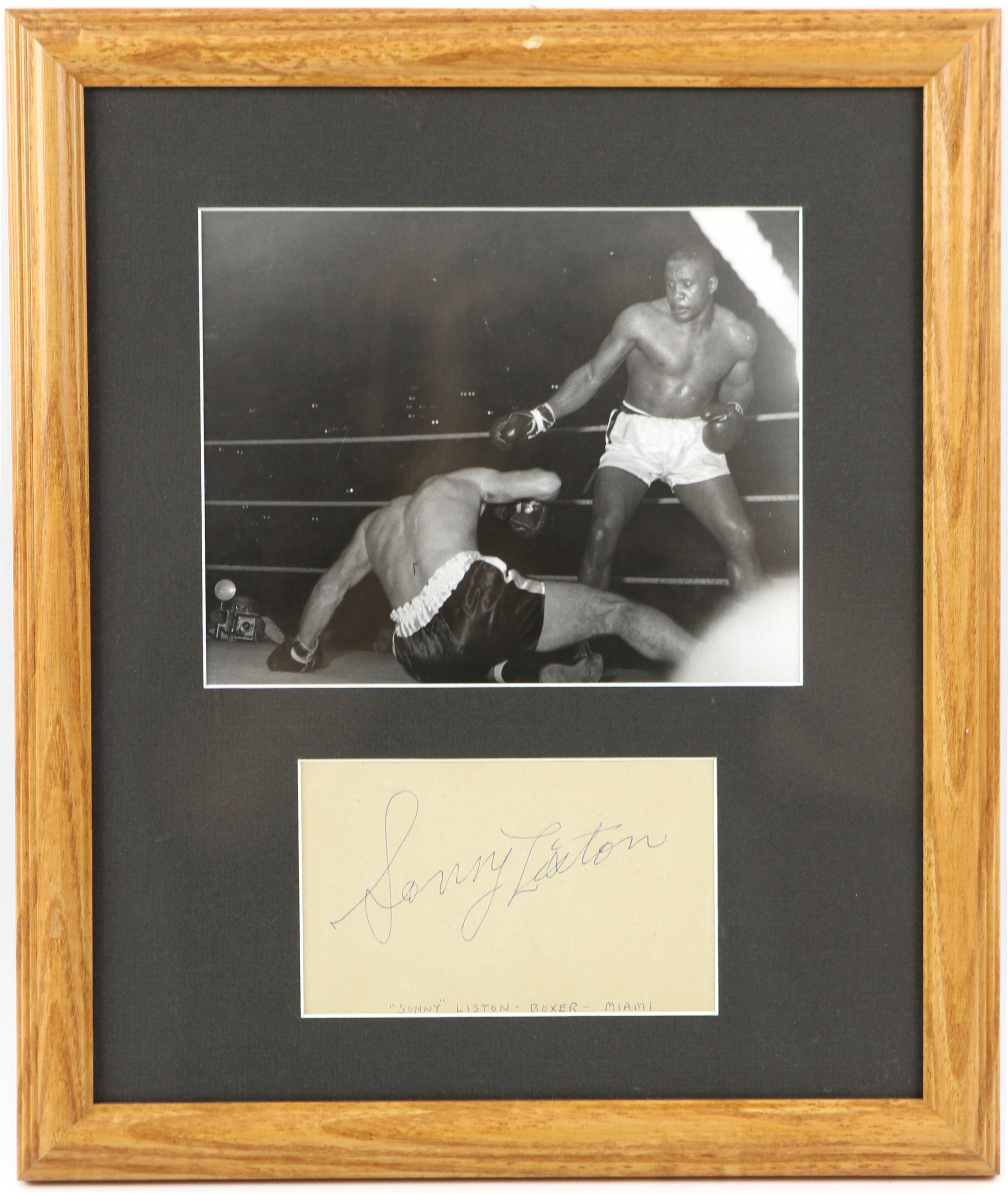 Lot Detail - 1960s Sonny Liston Signed 13x15 Framed Card and Photo (JSA)