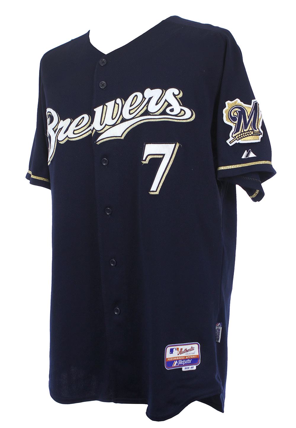 Lot Detail - 2008 JJ Hardy Milwaukee Brewers Game Worn Alternate Jersey ...