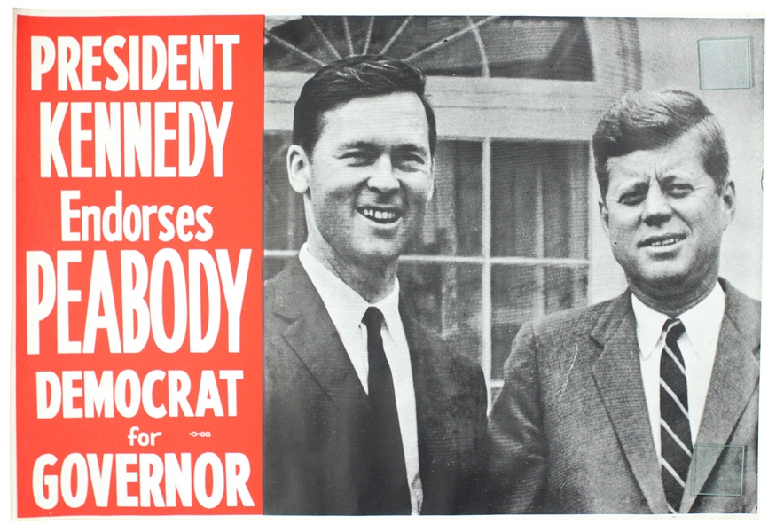 1964 John F. Kennedy / Endicott Peabody For Massachusetts Govenor 40" x 60" Jugatte Poster