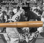 1959 Rare Nellie Fox World Series Chicago White Sox H&B Professional Model Game Used Bat (MEARS A10)