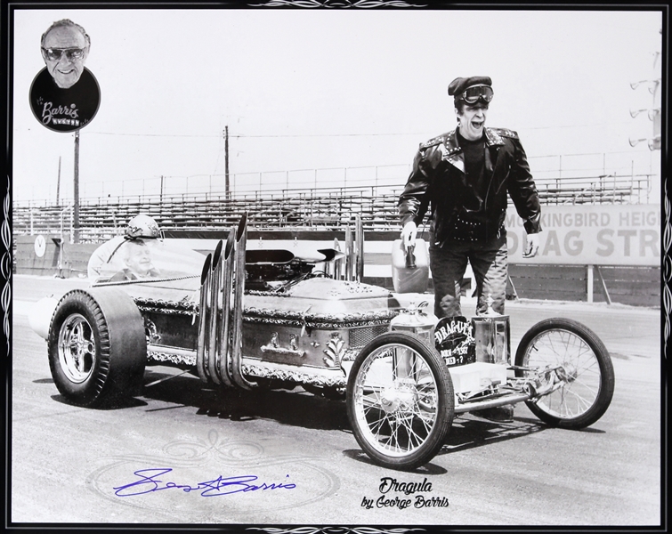 1925-2015 George Barris Customizer (Dragula) Signed LE 16x20 B&W Photo (JSA) 