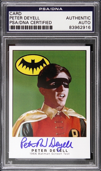 1965 Peter Deyell Batman Screen Test Signed Slabbed Card (PSA/DNA) “Solo”