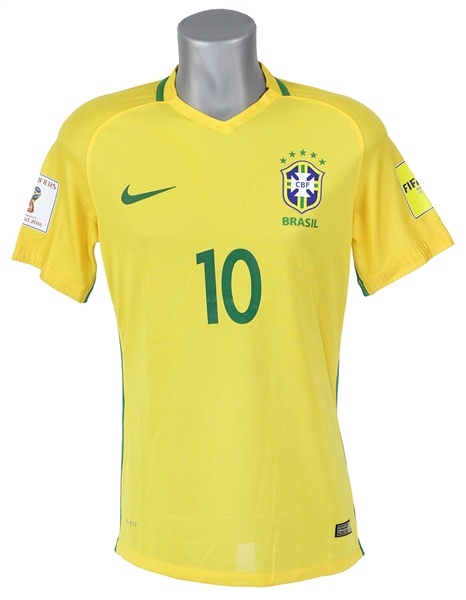 2016 Neymar Brazil National Soccer Team World Cup Qualifiers Jersey (MEARS LOA)