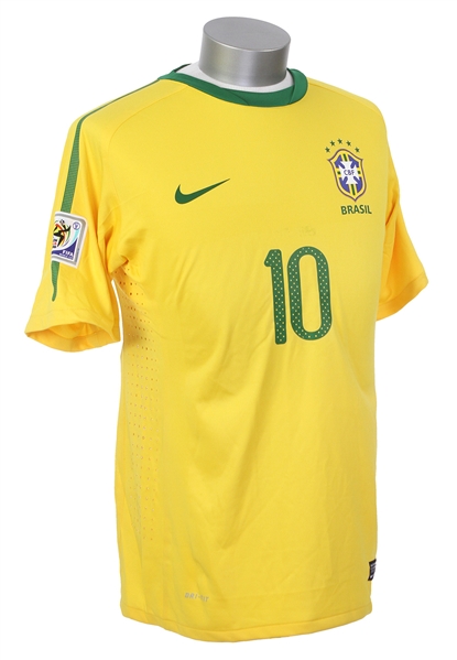 2010 Kaka Brazil National Soccer Team World Cup Jersey w/ Banner (MEARS LOA)