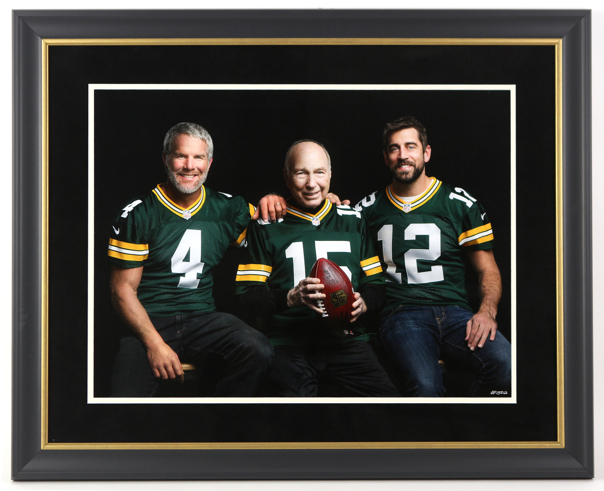 Lot Detail - Bart Starr / Brett Favre / Aaron Rodgers Green Bay Packers ...