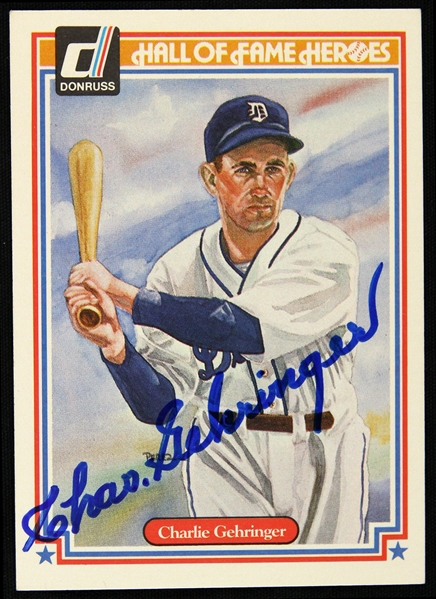 1983 Charlie Gehringer Detroit Tigers Signed Donruss Trading Card (JSA)