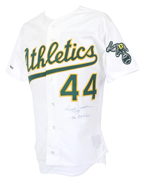 1989 Reggie Jackson Signed & Inscribed Oakland Athletics Jersey (JSA)