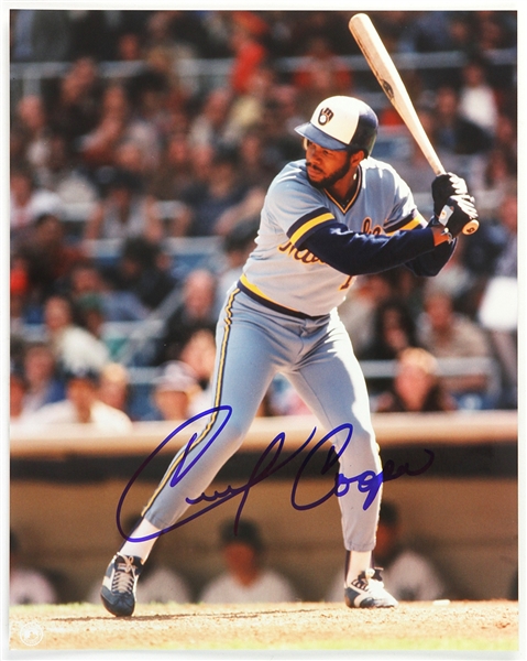 1977-87 Milwaukee Brewers Cecil Cooper Autographed 8x10 Color Photo (MEARS LOA)