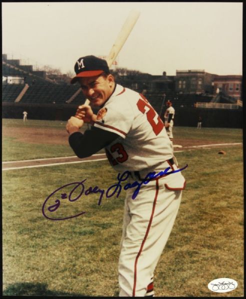 1953-61 Johnny Logan Milwaukee Braves Signed 8 x 10 Color Photo *JSA*