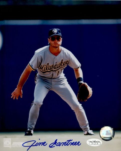 1976-92 Milwaukee Brewers Jim Gantner Autographed 8x10 Color Photo *JSA*