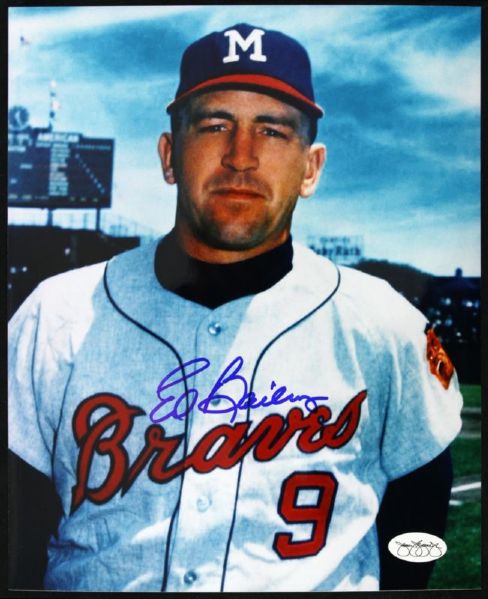 1964 Ed Bailey Milwaukee Braves Signed 8 x 10 Color Photo (JSA)