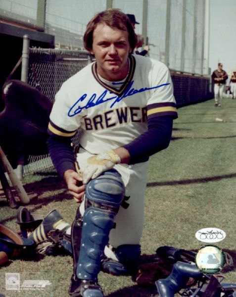 1973-86 Milwaukee Brewers Charlie Moore Auto 8x10 Color Photo JSA Hologram