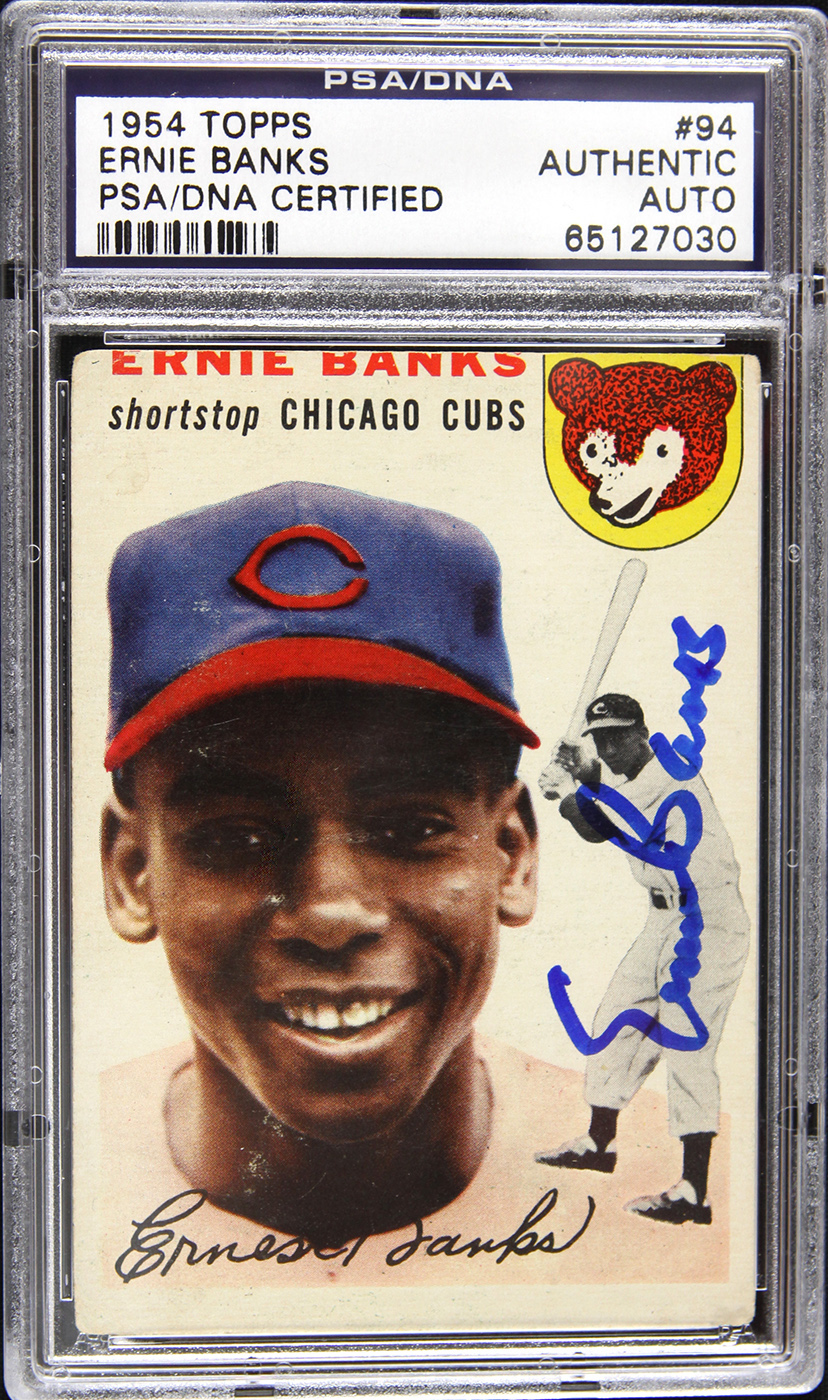 Lot Detail - 1954 Ernie Banks Chicago Cubs Signed Topps RC Card (PSA ...